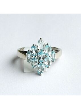 Brazilian Blue Topaz Ring Sterling Silver Size 7.25 🆕